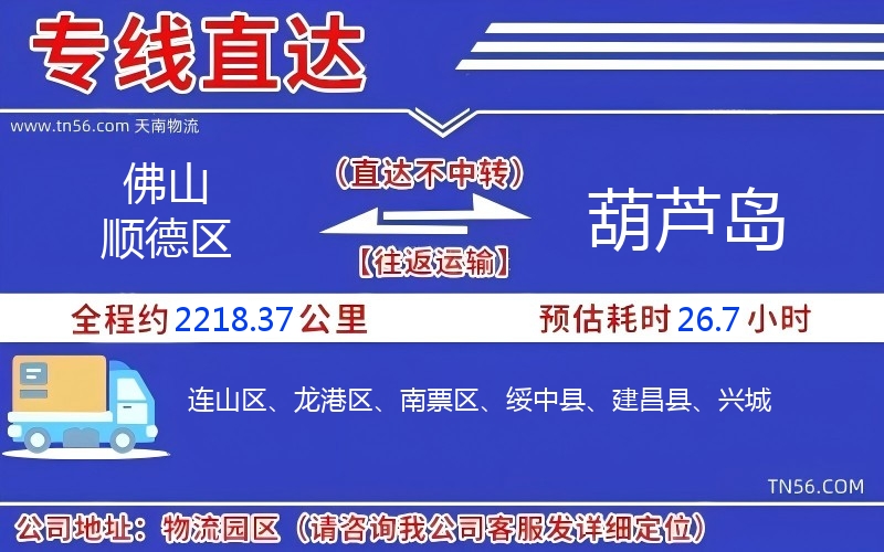 佛山順德區到葫蘆島物流公司 佛山順德區到葫蘆島物流公司