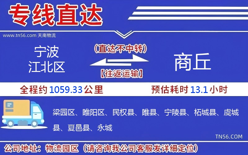 寧波江北區到商丘物流公司