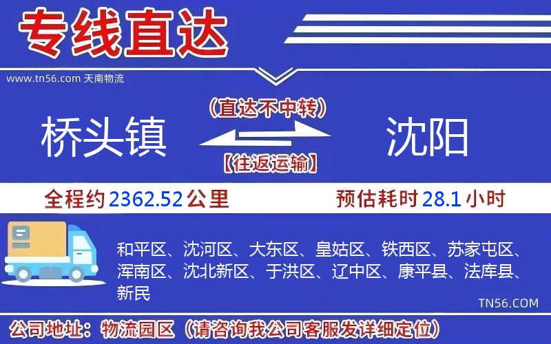 橋頭鎮到沈陽物流公司